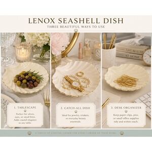 Lenox Seashell Dish 7. in Ivory Gold Trim Coastal Trinket Dish Jewelry Dish